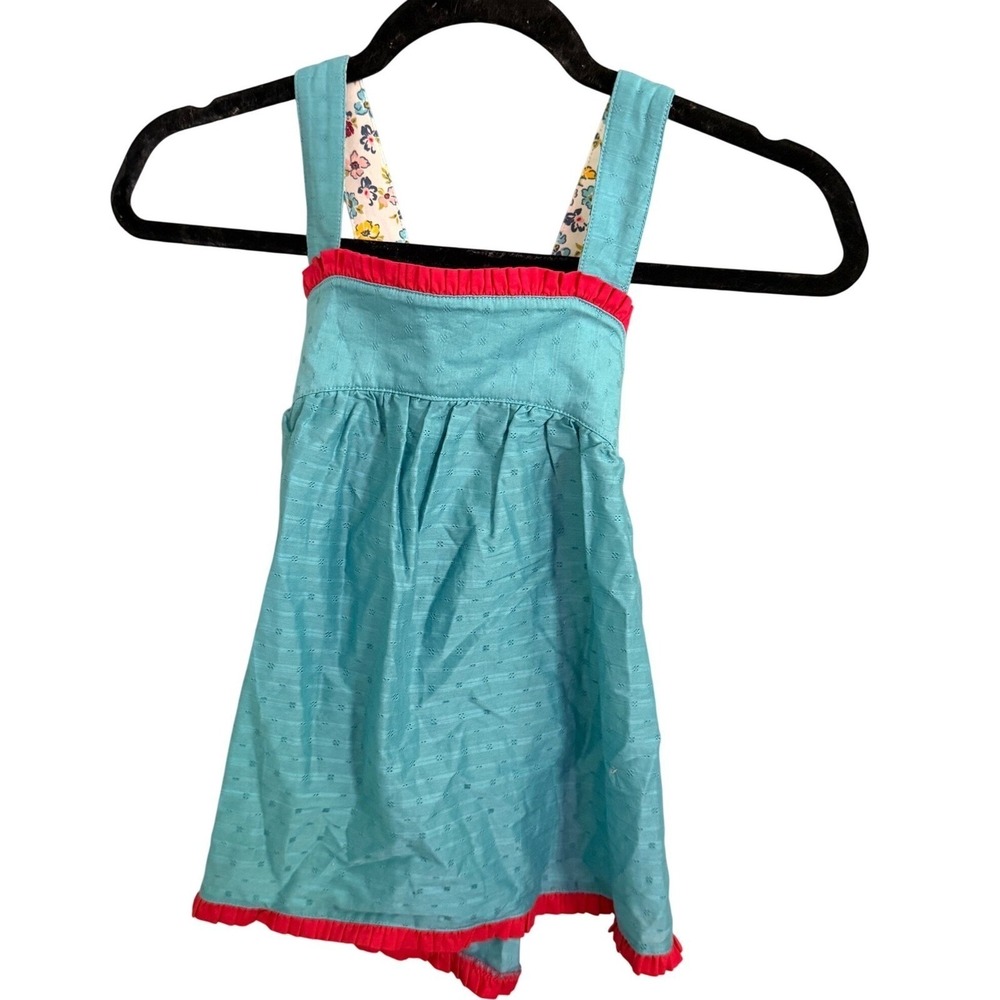 Matilda Jane Girls‎ Turquoise Ruffle Dress Floral Straps Size 8